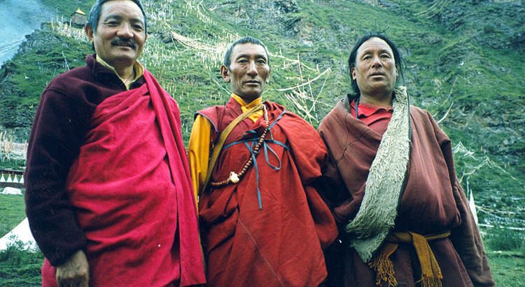 Tulku Thondup with Lama Shertrag and Kabri (brothers) at Trang-song Hermitage. Both are from Rinpoche’s mother’s tribal group and were very gifted practitioners.